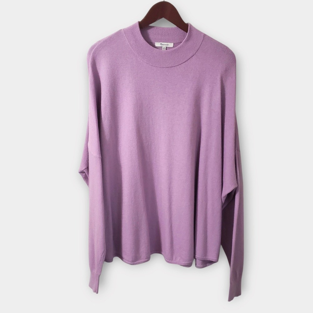Madewell 3X Ashbury Mockneck Sweater Lilac Purple Alpaca Drop Sleeve MC027
